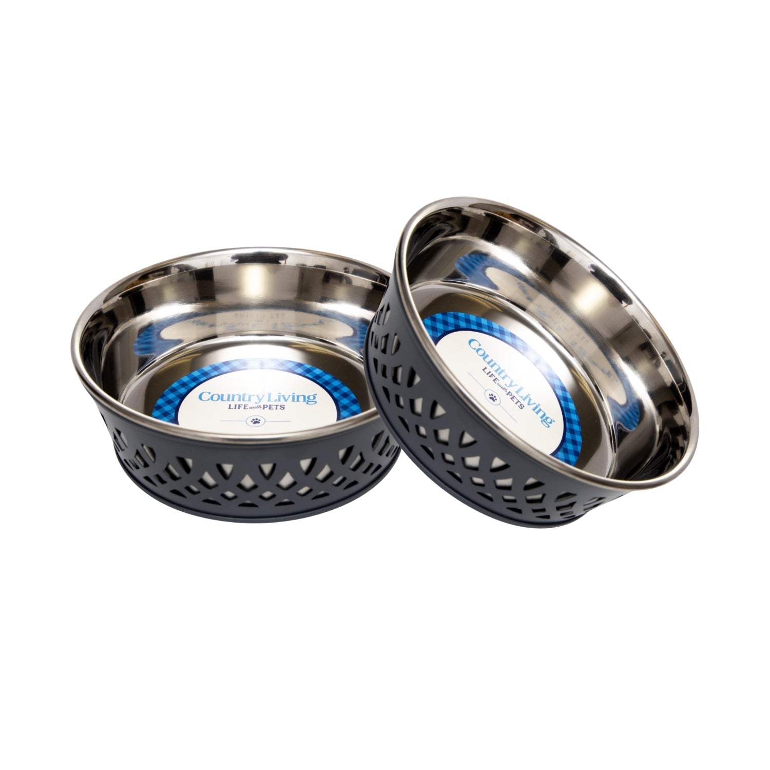 Country Living Set of 2 Stainless Steel Dog Bowls – Farmhouse Style, Ideal for Small to Medium Dogs - BIG FRENCHIES