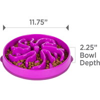 Hound Feeder Slo Bowl Large 4 Cup Capacity, Slow Feeding, Medium To Large Dogs, Non Slip, Purple, Flower Pattern