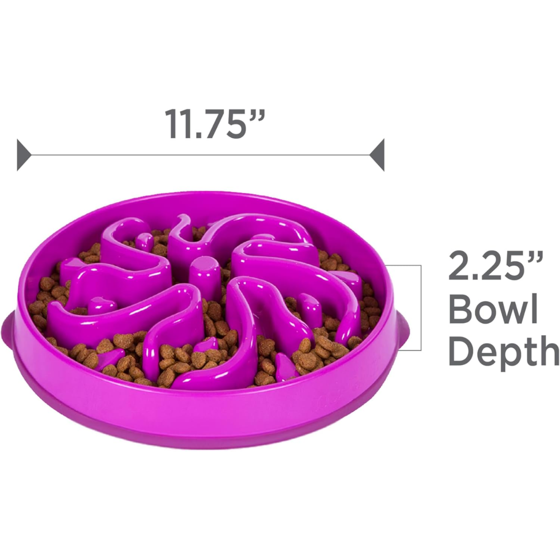 Hound Feeder Slo Bowl Large 4 Cup Capacity, Slow Feeding, Medium To Large Dogs, Non Slip, Purple, Flower Pattern