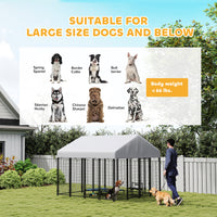 Outdoor Dog Kennel with Roof, 8 x 8 x 6 Heavy Duty Welded Wire Dog Playpen Enclosure with Escape-proof Lock
