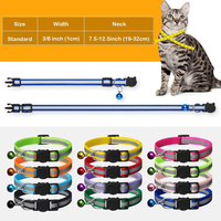 12 Pack Reflective Breakaway Cat Collars With Bells,Safety Buckle Kitten Collar, With Name Tag, Adjustable,Ideal For Gir
