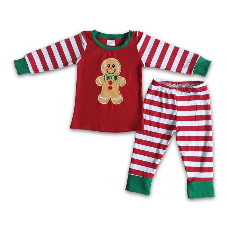 Gingerbread applique cotton Christmas boy pajamas - BIG FRENCHIES