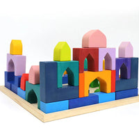 54 Pcs STAINED Arabian 1001 Nights Inspired Wooden Building Blocks Set with Tray - BIG FRENCHIES
