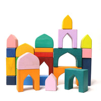 54 Pcs STAINED Arabian 1001 Nights Inspired Wooden Building Blocks Set with Tray - BIG FRENCHIES