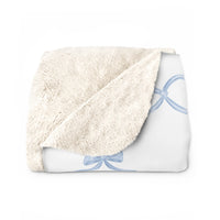 Three Bees Trellis Bow Cozy Sherpa Fleece Blanket - Blue - BIG FRENCHIES