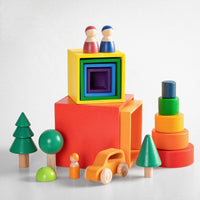 6-Piece Primary Color Rainbow Wooden Nesting Box Set - BIG FRENCHIES