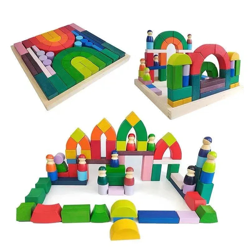 Large STAINED Romanesque Stacking Puzzles Building Blocks - BIG FRENCHIES