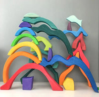 Large STAINED Four Elements Wooden Stacking Puzzles Building Blocks - BIG FRENCHIES