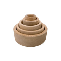 5 Pcs Natural Wooden Stacking & Nesting Cup Bowl Set - BIG FRENCHIES