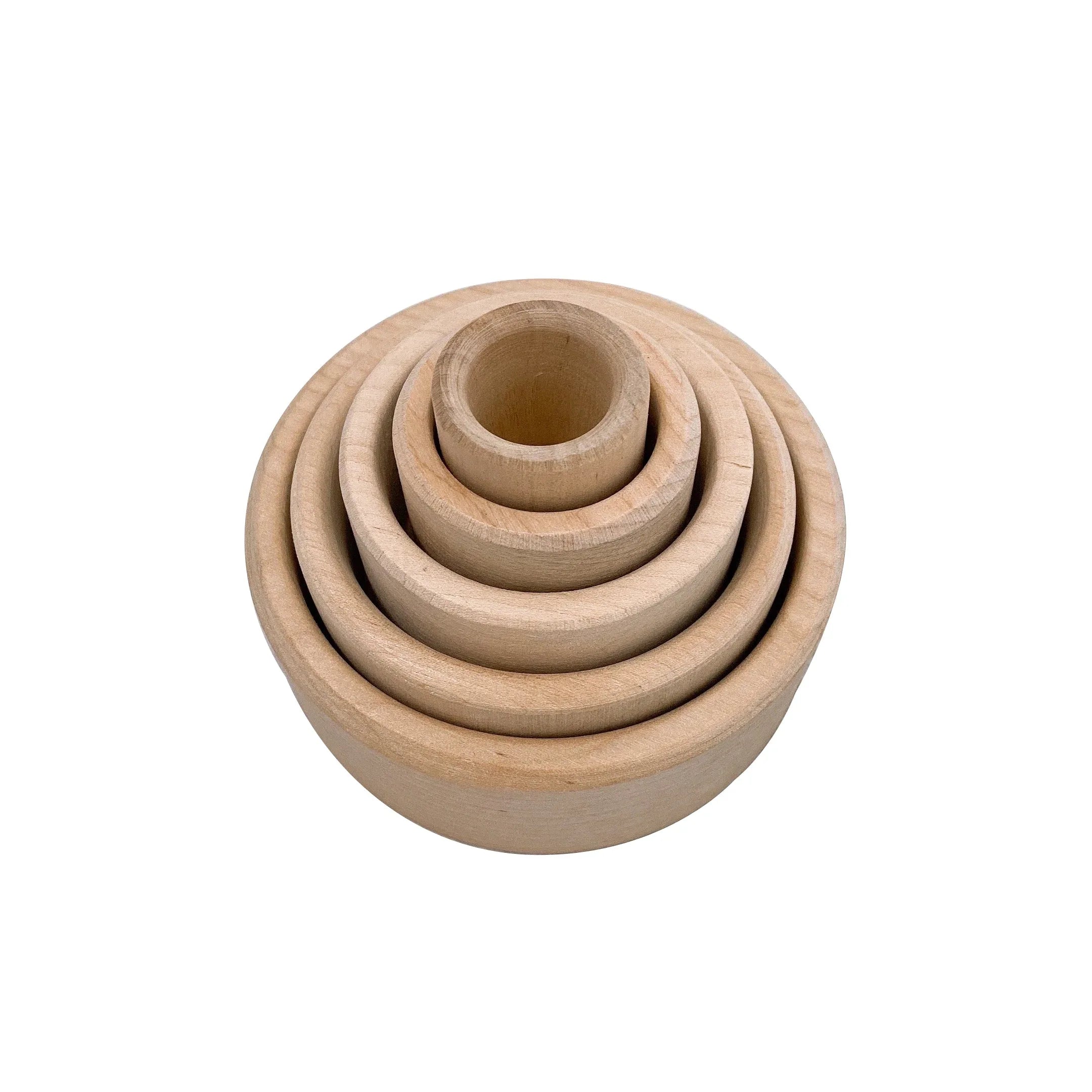 5 Pcs Natural Wooden Stacking & Nesting Cup Bowl Set - BIG FRENCHIES