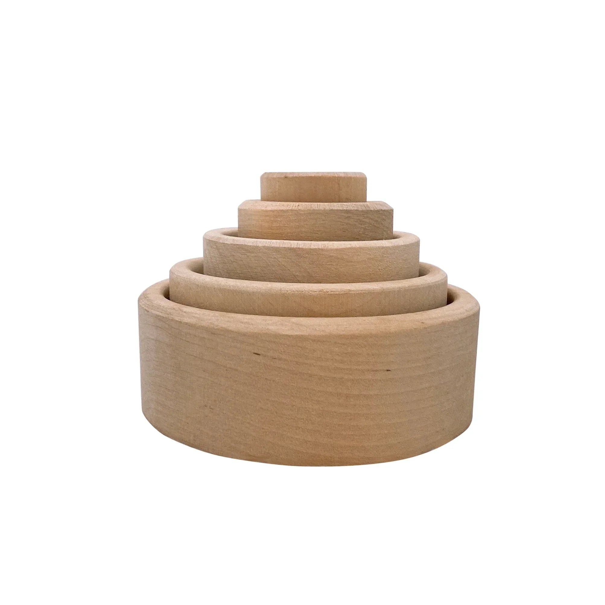 5 Pcs Natural Wooden Stacking & Nesting Cup Bowl Set - BIG FRENCHIES