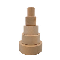 5 Pcs Natural Wooden Stacking & Nesting Cup Bowl Set - BIG FRENCHIES
