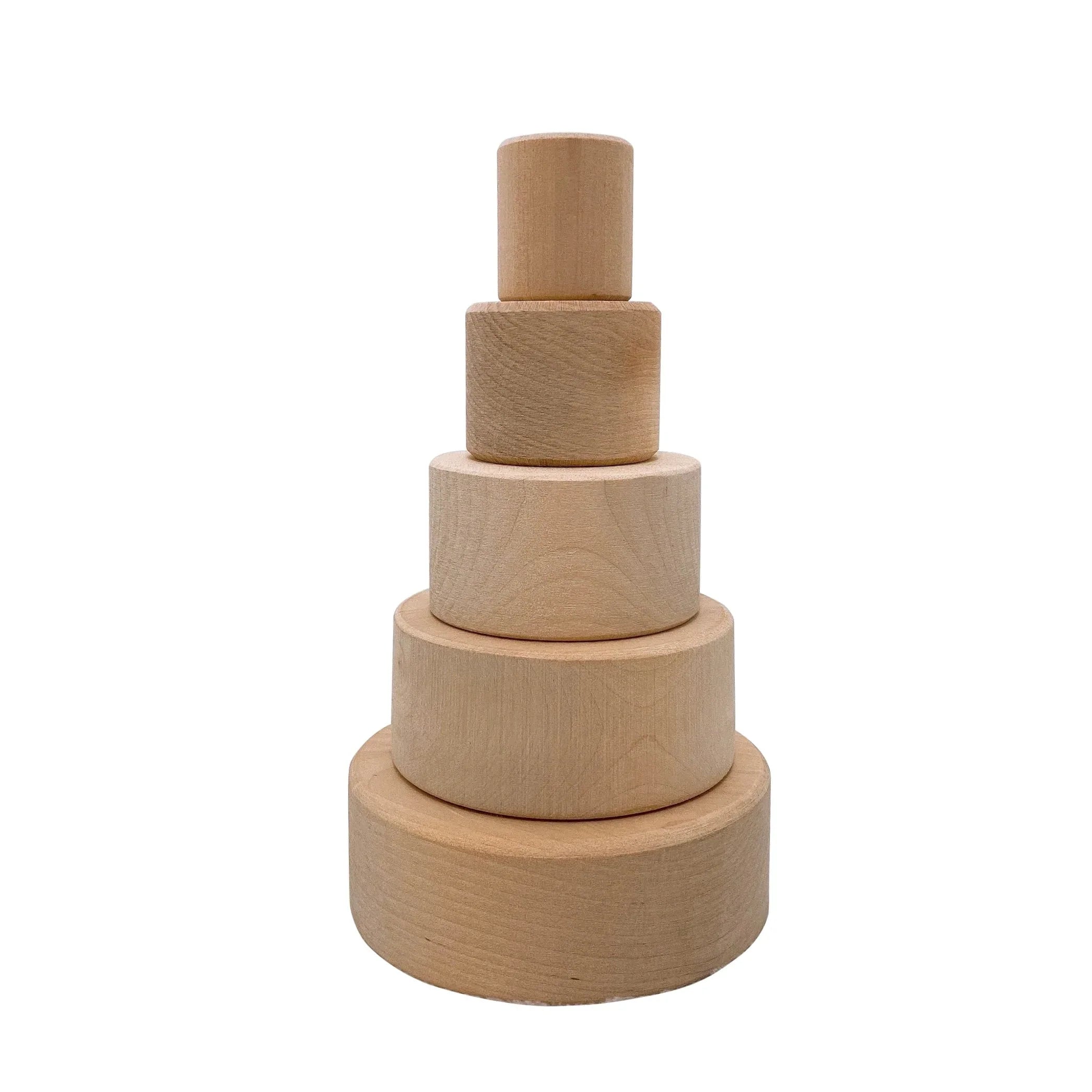5 Pcs Natural Wooden Stacking & Nesting Cup Bowl Set - BIG FRENCHIES