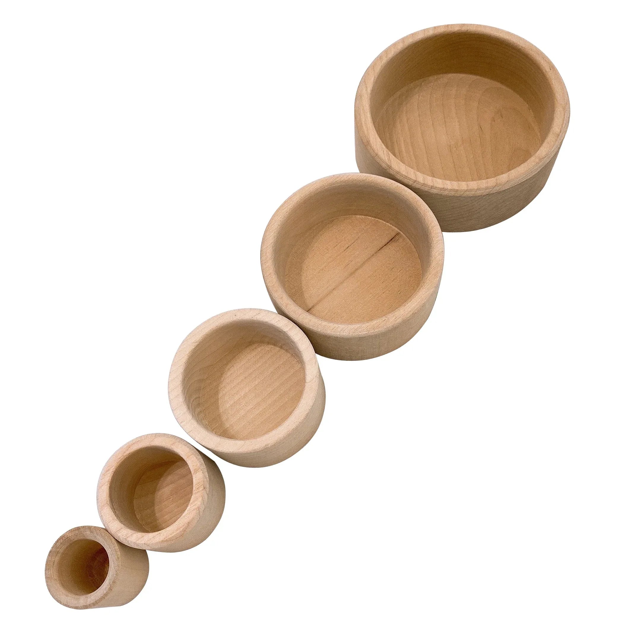 5 Pcs Natural Wooden Stacking & Nesting Cup Bowl Set - BIG FRENCHIES