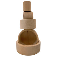 5 Pcs Natural Wooden Stacking & Nesting Cup Bowl Set - BIG FRENCHIES