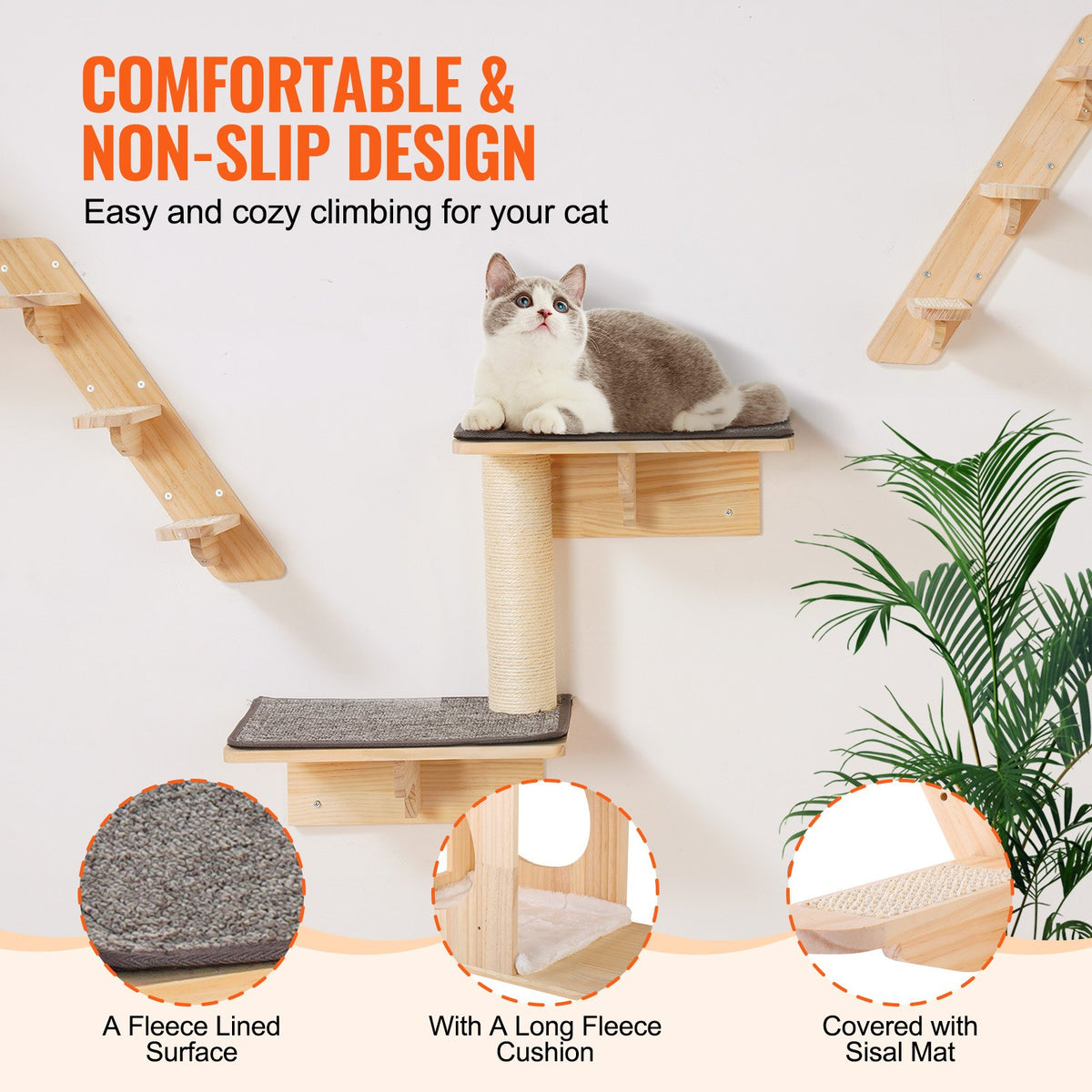 Wall Mounted Cat Shelves Tree With Jumping Boards Nests Hammock Set Of 7