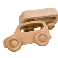 7 Pcs Natural Wooden Cars Set with 3 pcs Peg Dolls - BIG FRENCHIES
