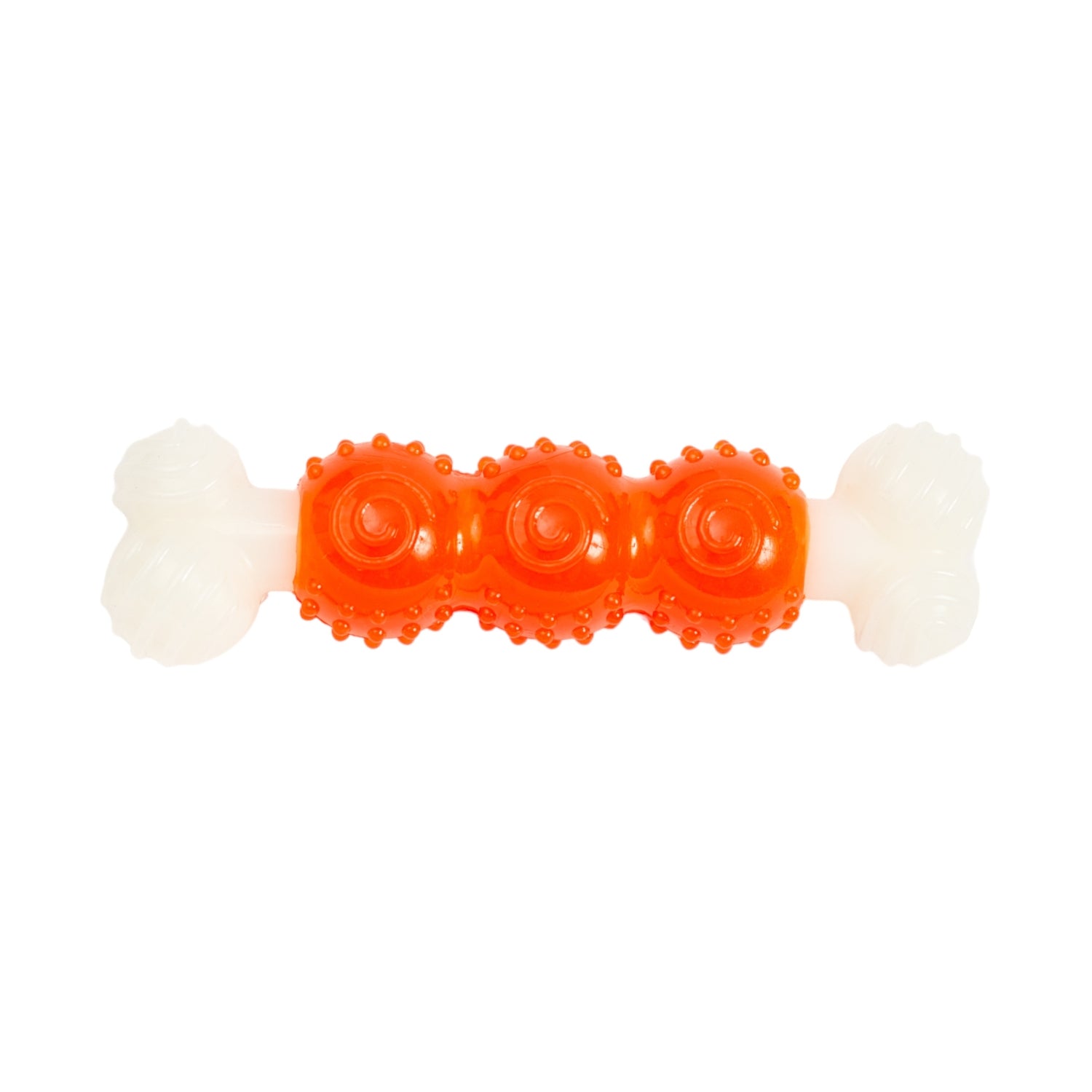 Country Living Bone-a-Treat Dog Chew Toy – Orange Bulged Balls & Green Spiral Ring - BIG FRENCHIES