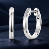 925 Sterling Silver White Gold Plated 1.4 x 0.2 cm Hoop Earrings for Women