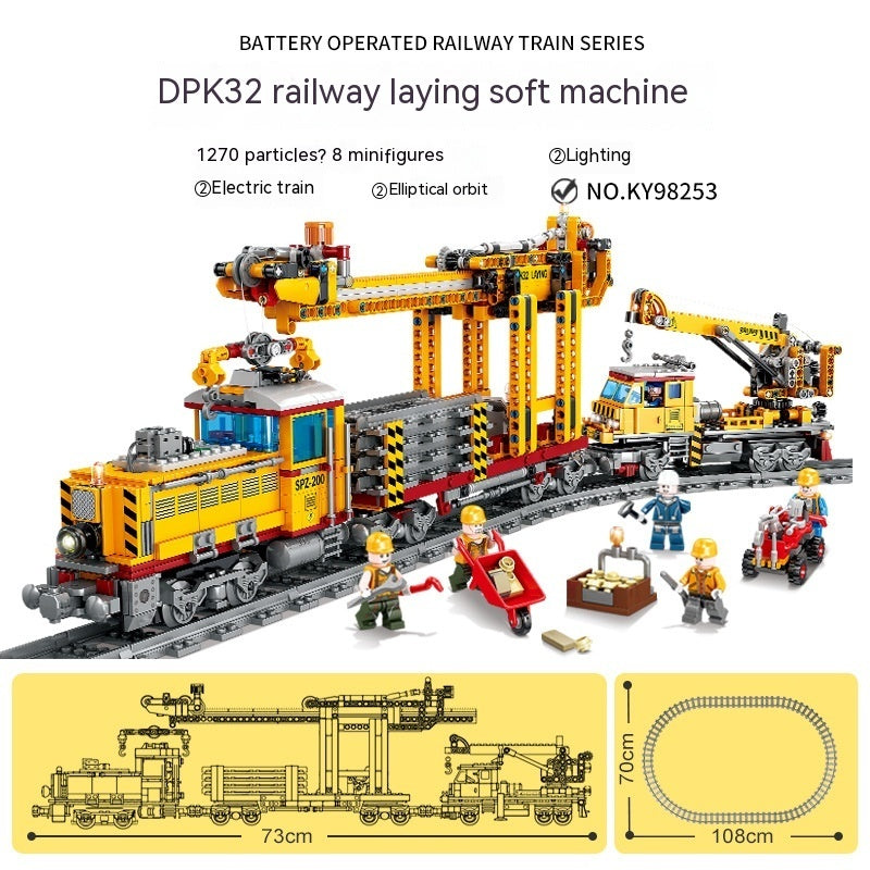 Electric Rail Train Model Children Education Small Particles Assembled Building Block Toys