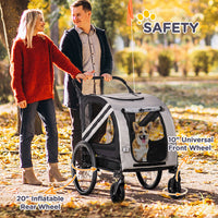 2-in-1 Pet Bike Trailer for Small Medium Dogs, Road-Visibility Dog Stroller Bicycle Carrier, Weather-Strong Bike Wagon T