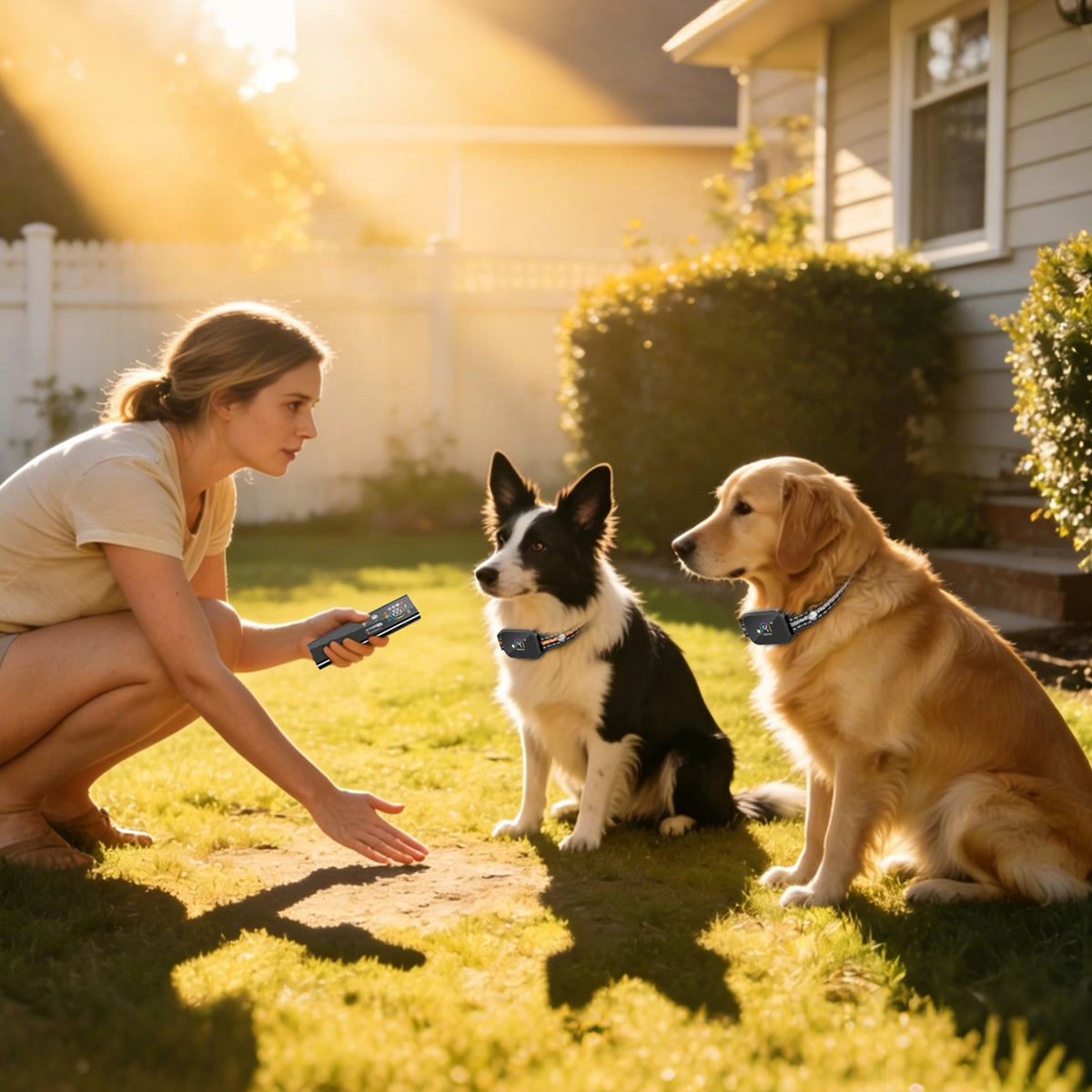 1Pc 2 In 1 Dog Shock And Bark Collar Dog Training Collar With Remote Rechargeable IP68 Waterproof With 3 Channels For Me