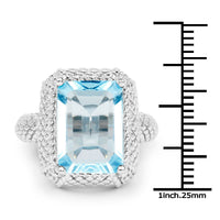 9.25 Carat Genuine Blue Topaz .925 Sterling Silver Ring