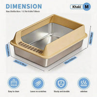 Stainless Steel Cat Litter Box, Large Open Top Litter Box With Anti Splash High Sides, Anti Tracking Pedal, Easy To Clea