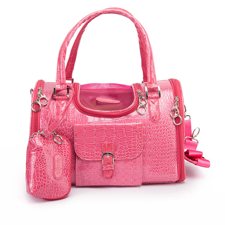 Pet Carrier Bag – Pink Croc Texture, Travel-Ready-Pet Carriers & Travel-BIG FRENCHIES-Jane's Pet Boutique