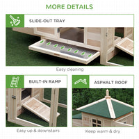 77" Wooden Chicken Coop with Nesting Box, Cute Outdoor Hen House with Removable Tray, Ramp Run, for Garden Backyard, Nat