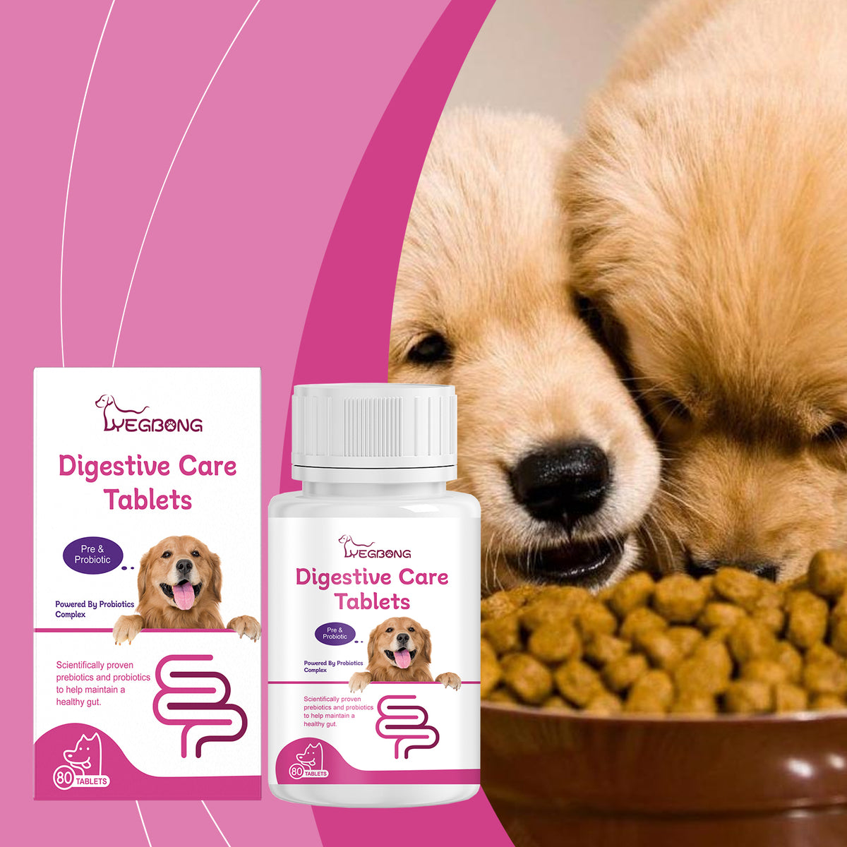 Dog Pre & Probiotic Digestive Care Tablets, Gut Health Supplement For Dogs, Supports Digestion, Immunity, Skin & Vision 