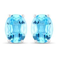 4.00 Carat Genuine Swiss Blue Topaz .925 Sterling Silver Earrings