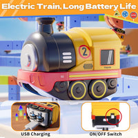 101-Piece Electric Train Track Toy Set Rechargeable Electric Train & DIY Assembly Track Kit Creative Building Block Raci