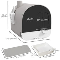 Cat Litter Box with Lid, Removable Tray, Scoop, Filter, Light Grey