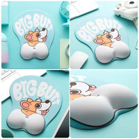 Cute Corgi Dog 3D Mouse Pad Ergonomic Soft Silicon Gel Anime Mousepad With Wrist Support Mouse Mat