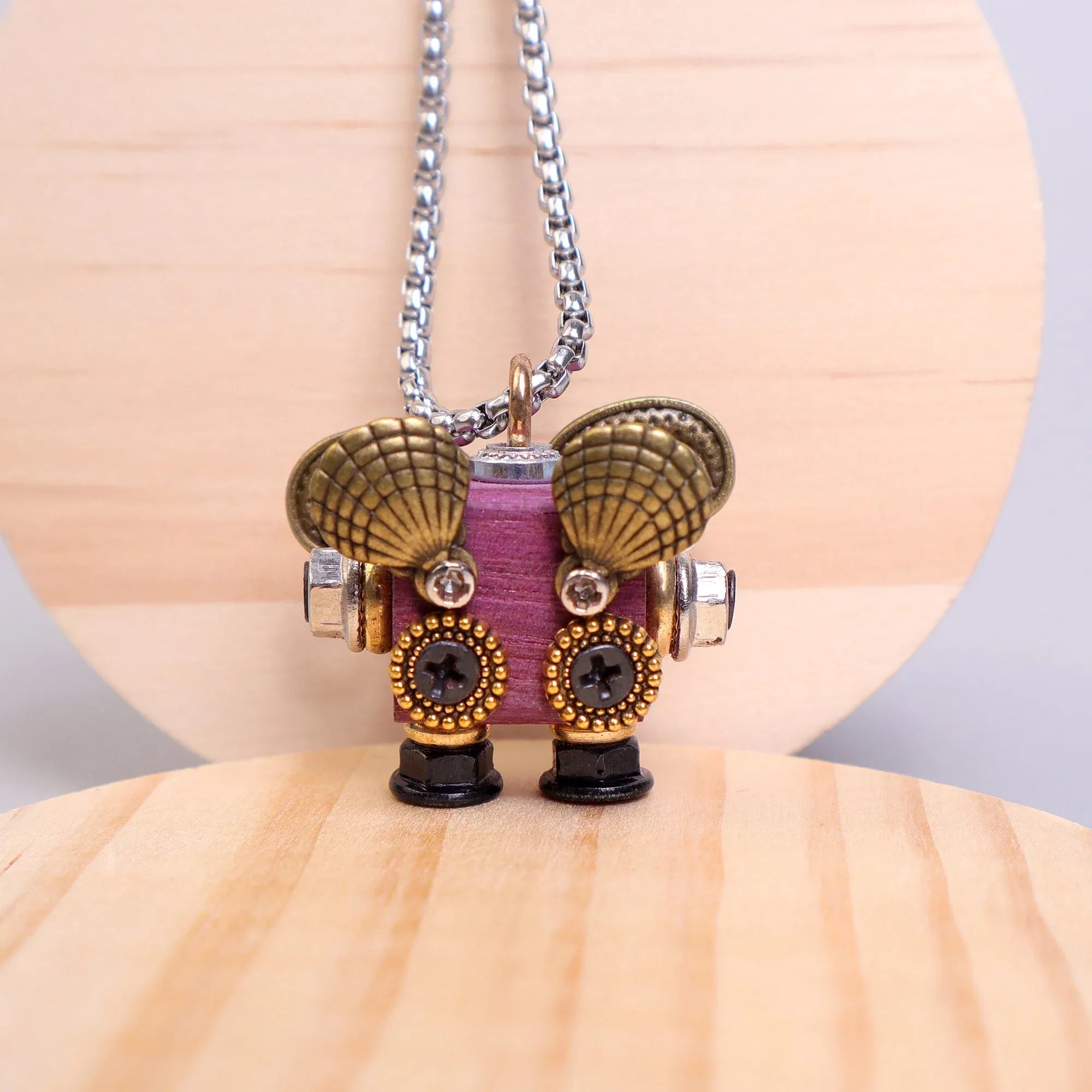 Handcrafted Wooden Bot Necklace, Keychain, or Mini Decor - BIG FRENCHIES