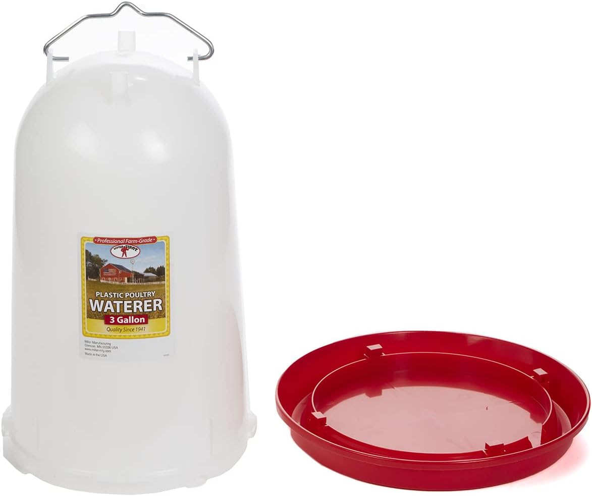 Little Giant 3 Gallon Poultry Drinker 2-Pack Gravity Fed Chicken Waterer Red Base