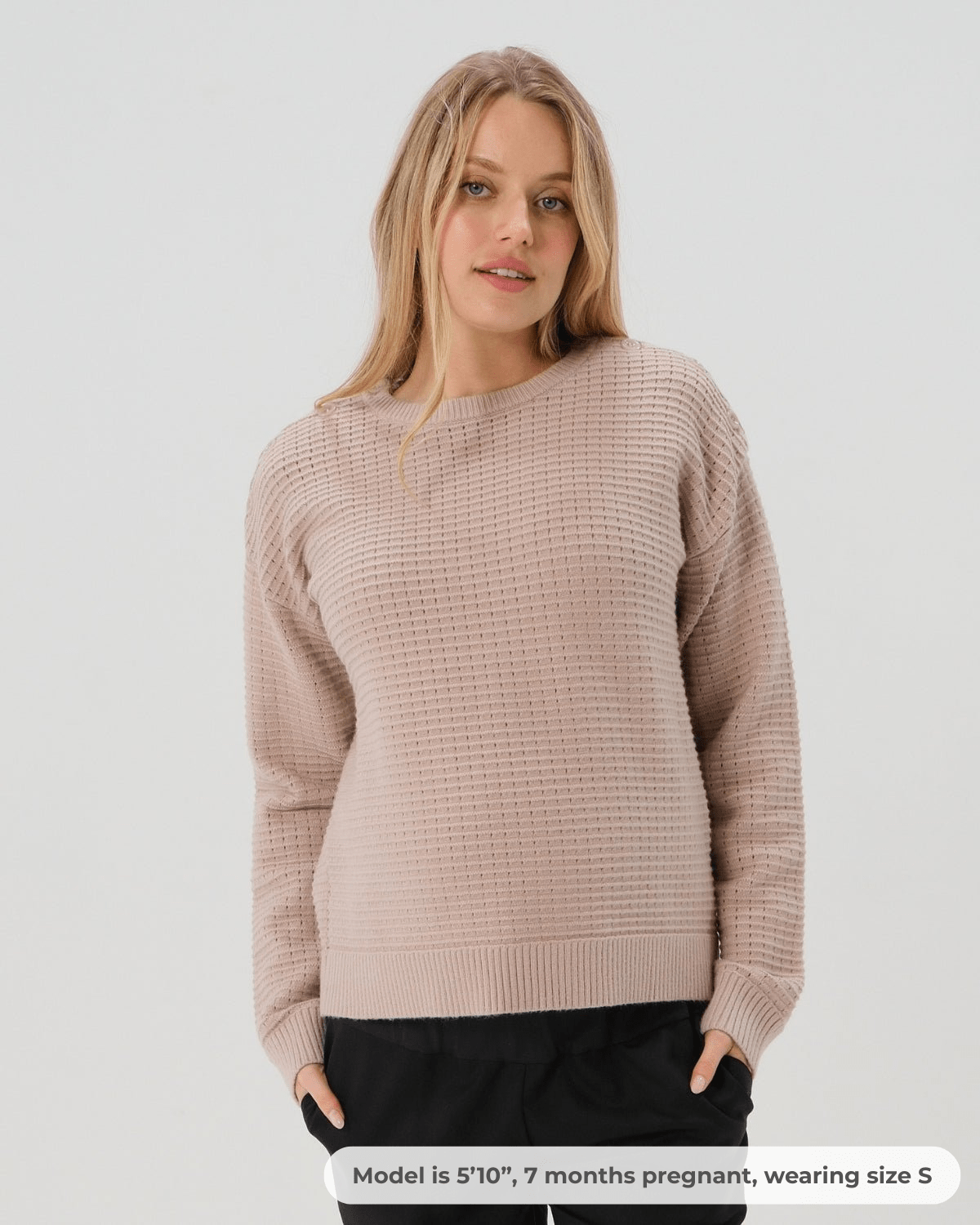 Button-Shoulder Maternity & Nursing Sweater w/Thumbhole Feature - BIG FRENCHIES