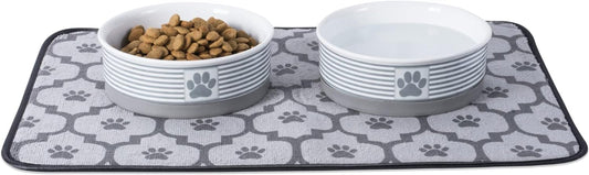 Paw & Patch Ceramic Pet Collection, Medium Set, 6X2", Gray, 2 Piece - BIG FRENCHIES
