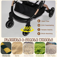 Pet Stroller for Dogs and Cats, 2-in-1 Detachable Foldable 4 Wheels Pet Stroller, Quick One-Hand Fold, Storage Basket, D