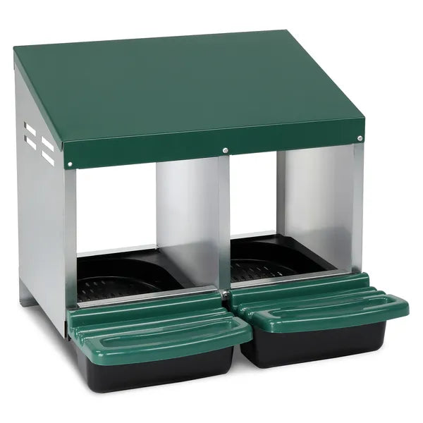 2 Compartment Roll Out Chicken Nesting Box With Plastic Basket, Egg Nest Box Chicken Laying Box Hens Chicken Coop Box, G