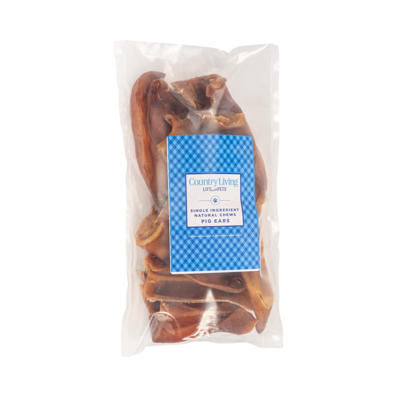 Country Living Whole Pig Ears Dog Treats – 100% Natural, Premium Pork Chews for Dental Care – (15-Pack) - BIG FRENCHIES