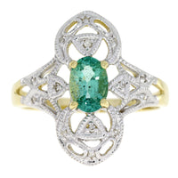 Natural .70ct Emerald Diamond Ring 10KT Yellow Gold