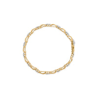 10k Yellow Gold 2.00 Cttw Diamond Cluster and Alternating "X" Link Bracelet (I-J Color, I3 Clarity) - 7"