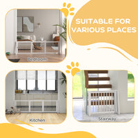 28"-75" Freestanding Wooden Pet Gate with Support Feet & Non-Slip Mats for Indoor, Stairway, Doorway, White