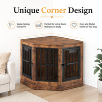 Corner Dog Crate Furniture Modern Indoor Dog Cage Decorative Pet House TV Stand For Medium And Large Sized Dogs Brown