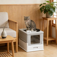 Stainless Steel Enclosed Litter Box for Cats