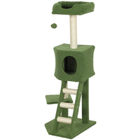 47" Tall Cat Tree Tower with Condo, Ladder, Scratching Posts and Hanging Ball, Green