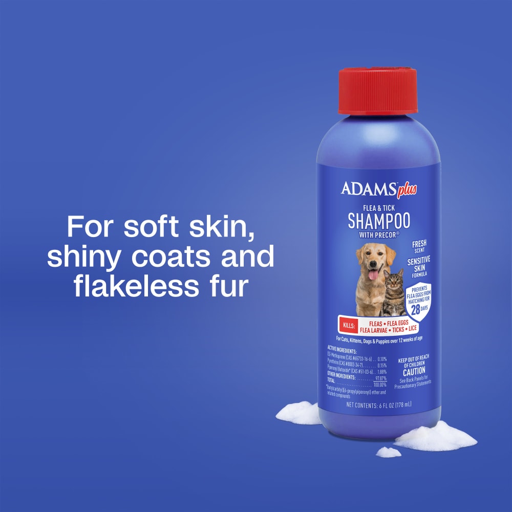 Adams Plus Flea & Tick Shampoo with Precor IGR for Dogs & Cats 12 oz.