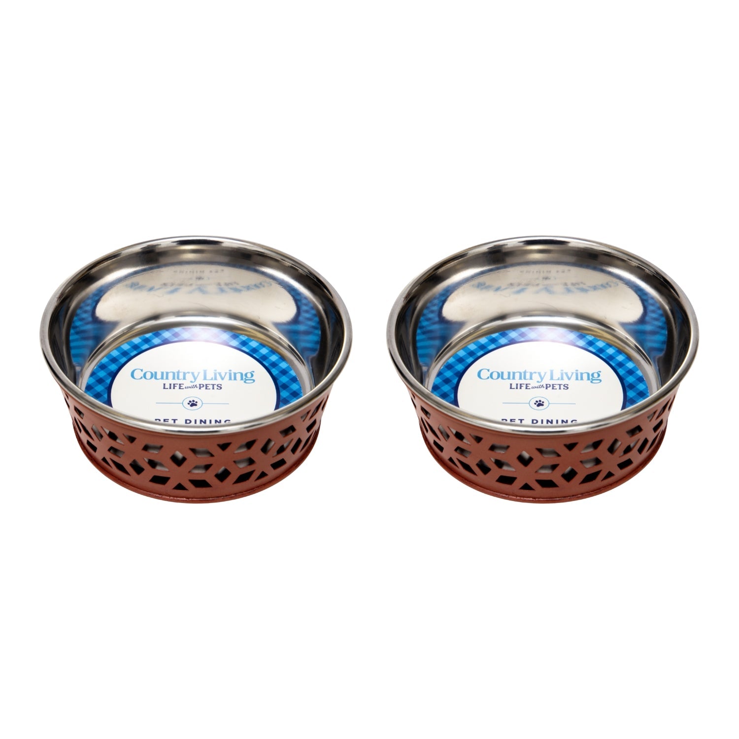 Country Living Set of 2 Stainless Steel Dog Bowls – Farmhouse Style, Ideal for Small to Medium Dogs - BIG FRENCHIES